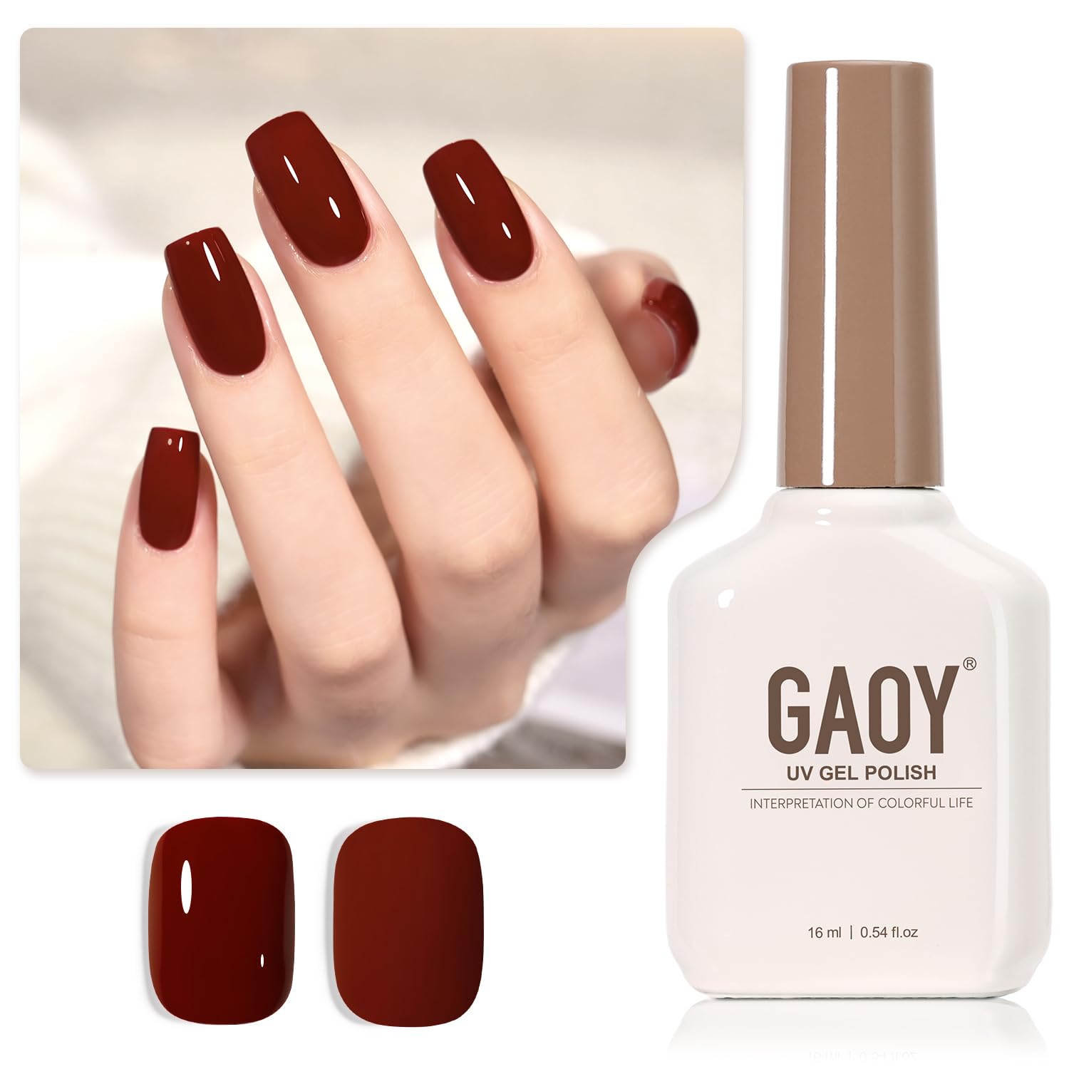 GAOY Red Gel Nail Polish, 16ml Soak Off Gel Polish, UV Light Cure for Nail Art D...