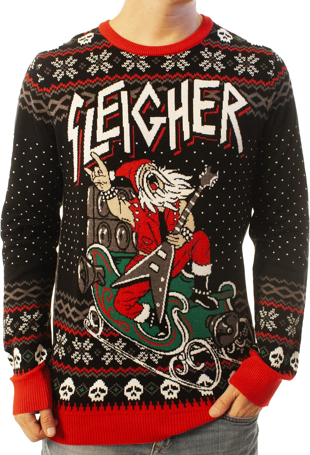 Ugly Christmas Party Unisex Ugly Christmas Sweater XX-Large Sleigher Black