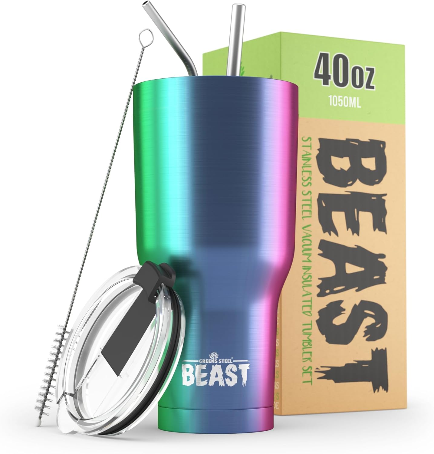 Beast 40 oz Tumbler Stainless Steel Vacuum Insulated Coffee Ice Cup Double Wall...