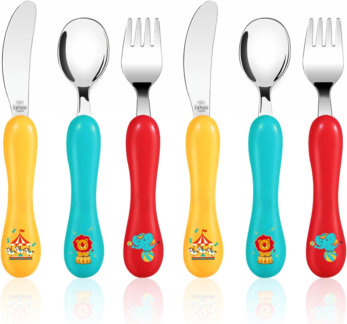 Lehoo Castle Toddler Cutlery, 6pcs Stainless Steel Kids Cutlery Children's Cutle...