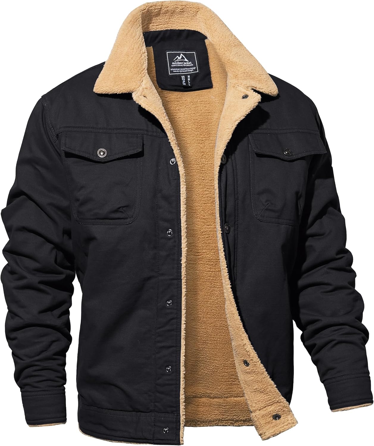 MAGNIVIT Men's Cotton Cargo Jacket Winter Sherpa Fleece Lined Work Jacket Coats...