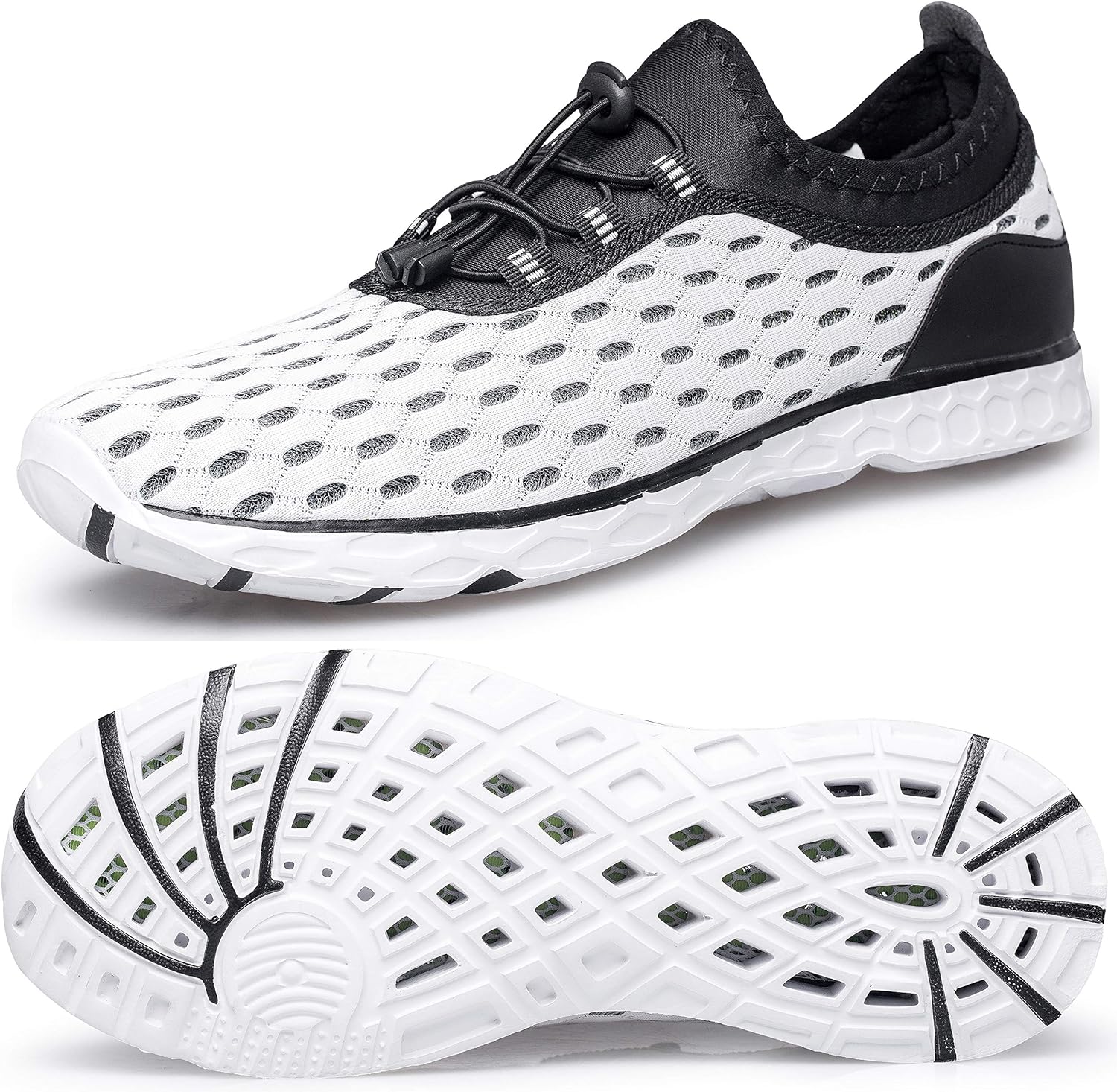 DOUSSPRT Women's Water Shoes Quick Drying Sports Aqua Shoes 7 White