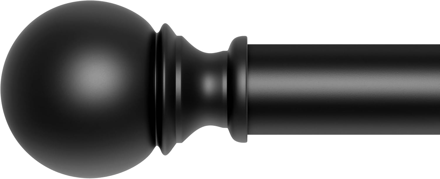 Curtain Rods for Windows 48 to 84, 1 Inch Black Curtain Rod Set, Heavy Duty Drap...