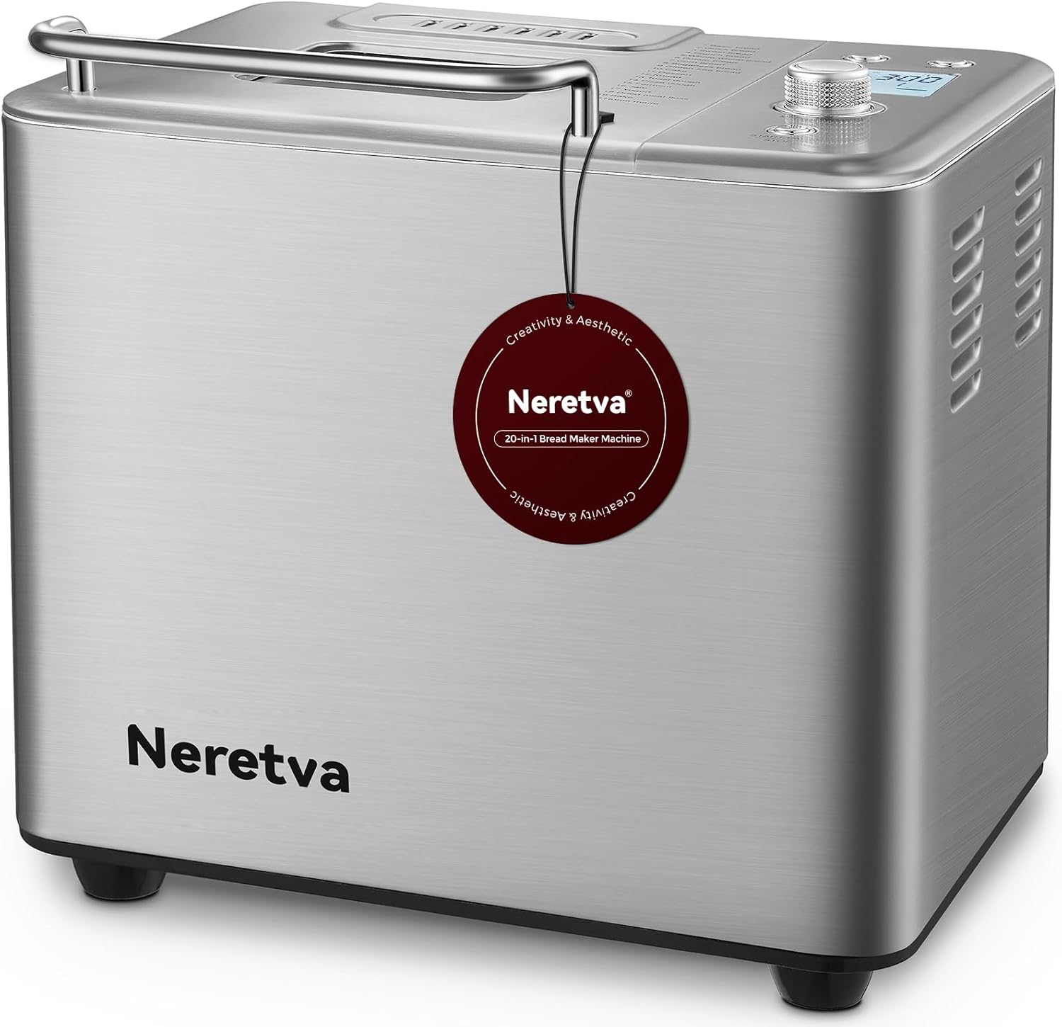 Neretva 20-IN-1 Bread Maker, Dual Heater 1.5LB/2LB Bread Machine Stainless Steel...