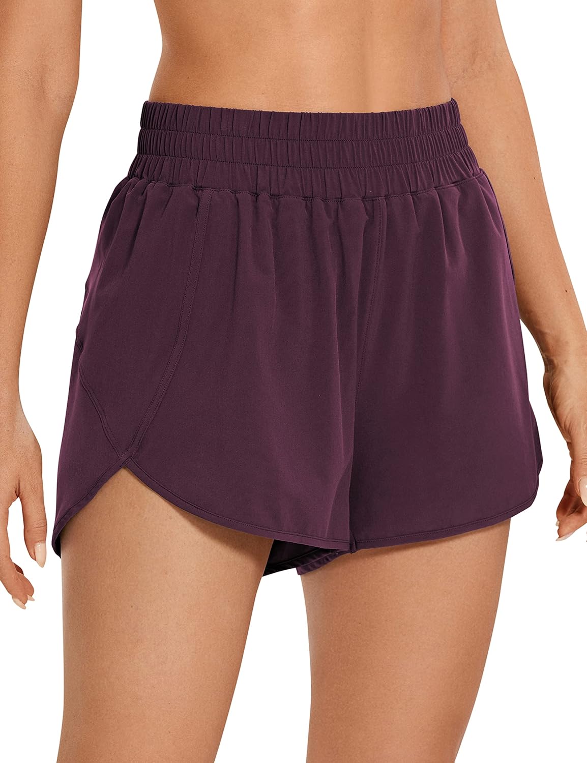 CRZ YOGA Women's High Waisted Running Shorts Mesh Liner - 3'' Dolphin Quick Dry...