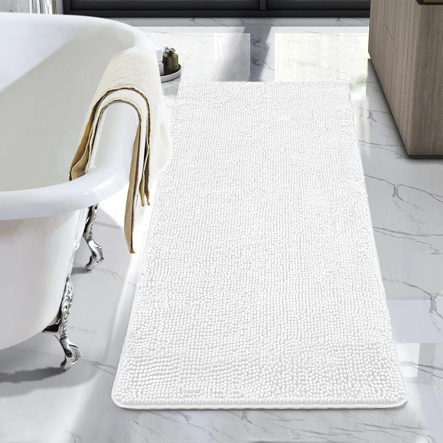 LOCHAS Luxury Bathroom Rug Shaggy Bath Mat 24 x 48 Inch, Washable Non Slip Bath...