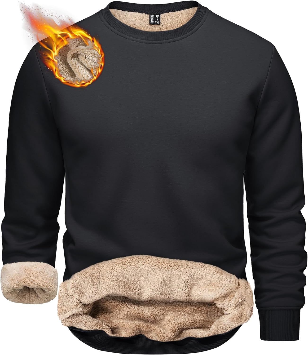 TACVASEN Men's Crewneck Sweatshirt Warm Sherpa Lined Sweatshirts Heavyweight Lon...
