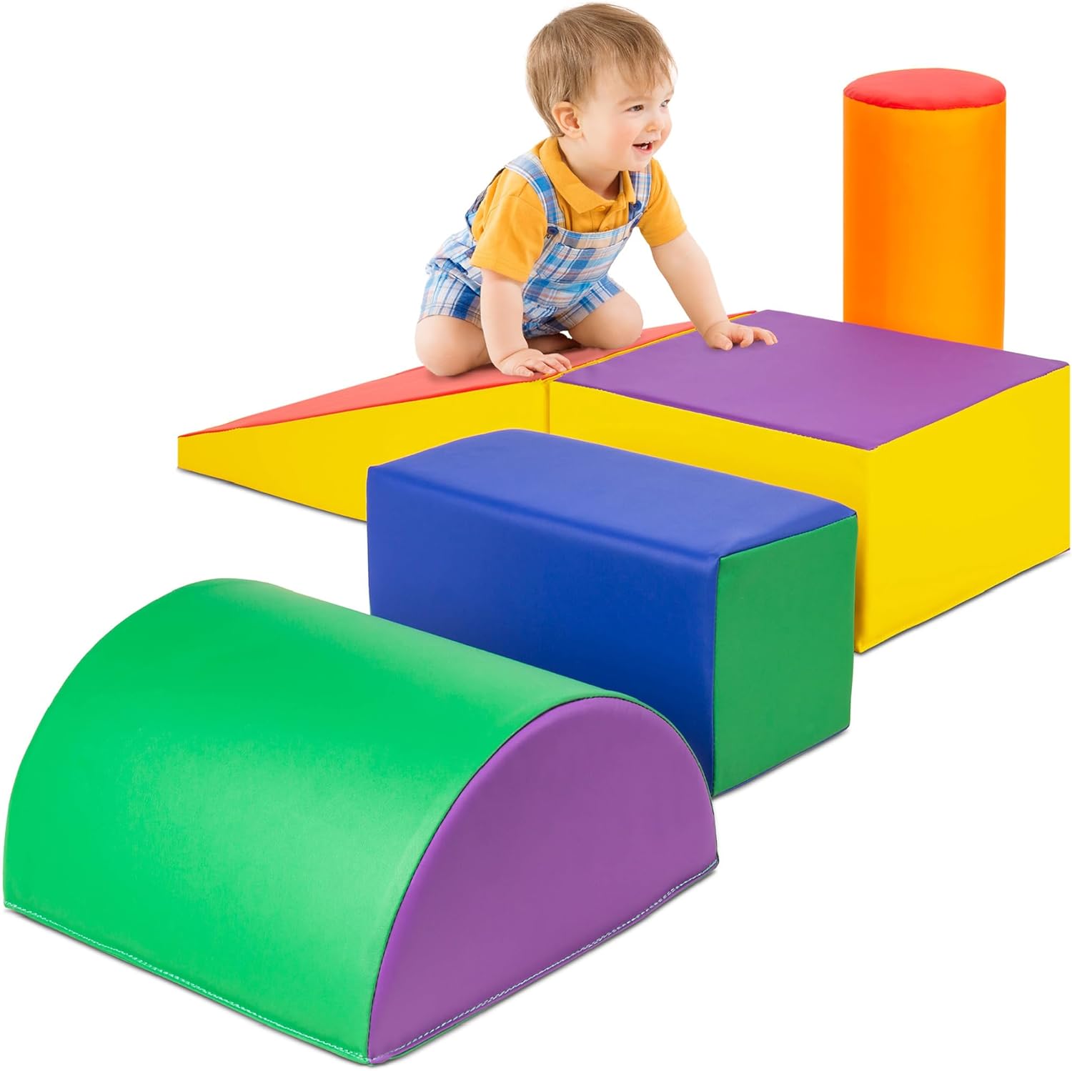 Best Choice Products 5-Piece Kids Climb & Crawl Soft Foam Block Activity Play St...