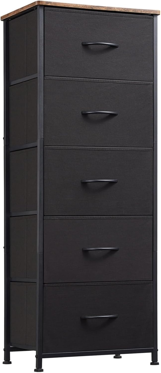 Somdot Tall Dresser for Bedroom with 5 Drawers, Storage Chest of Drawers with Re...