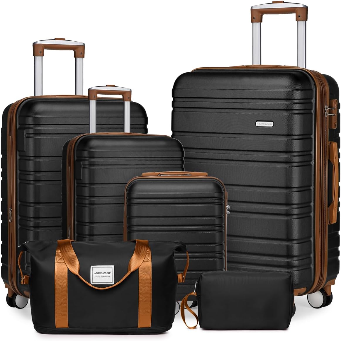 LARVENDER Luggage Sets 6 Piece, Expandable Hardsid...