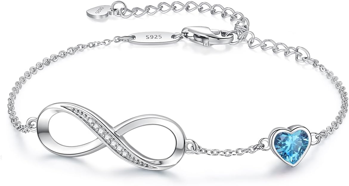 Louisa Secret Infinity Bracelets for Womens, Sterling Silver 925 Bracelet Adjust...