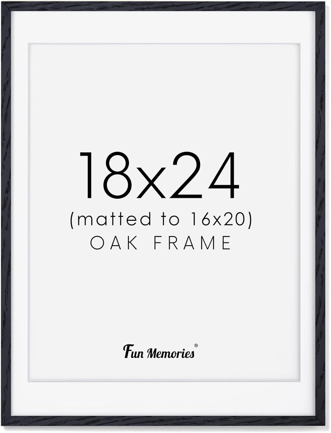 18x24 Black Picture Frame, Solid Oak Wood Frame 18"x24" Set of 1, 18 x 24 Black...