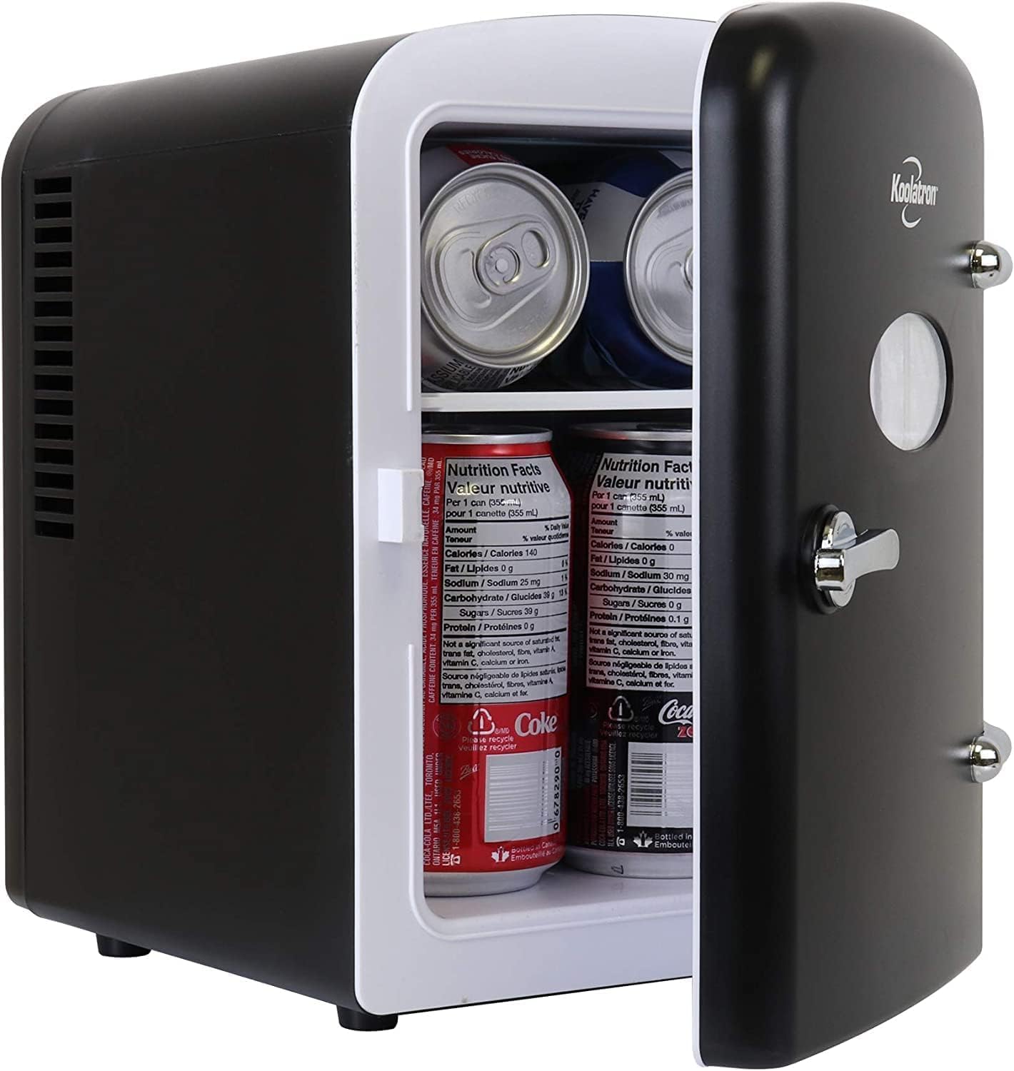 Koolatron Retro Mini Fridge For Bedrooms 4L Small Fridge 6 Can Table Top Fridge...