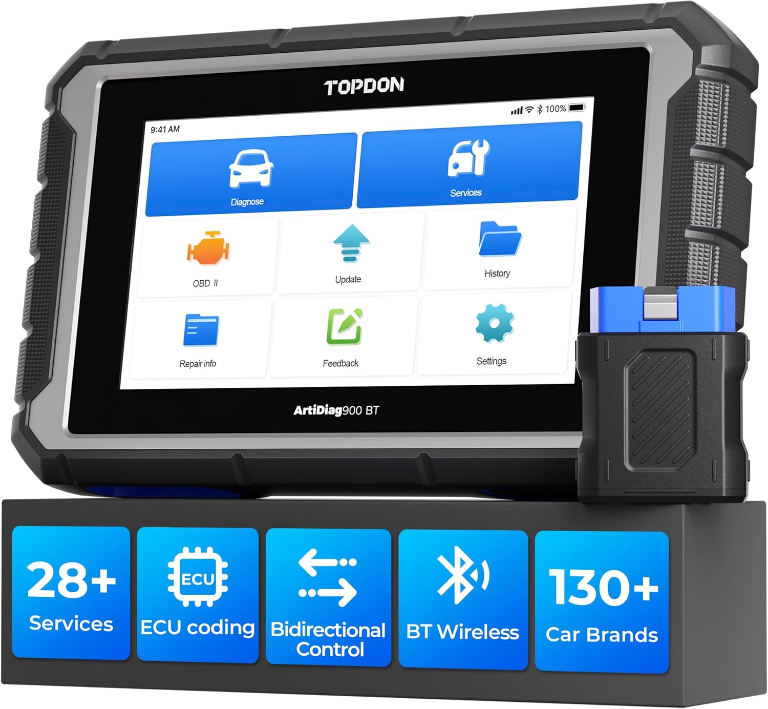 OBD2 Scanner Diagnostic Tool, TOPDON AD900BT Bidirectional Scan Tool with ECU Co...