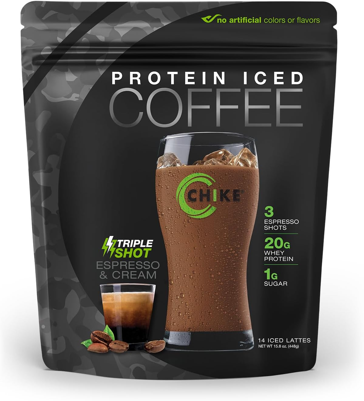 CHIKE Triple Shot Espresso & Cream Protein Iced Coffee, 20 G Protein, 3 Shots Es...