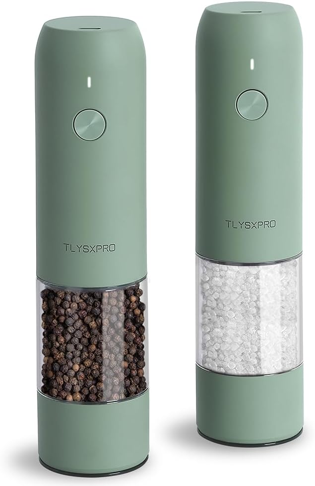 Electric Salt and Pepper Grinder Set, USB Rechargeable, Automatic Salt and Peppe...
