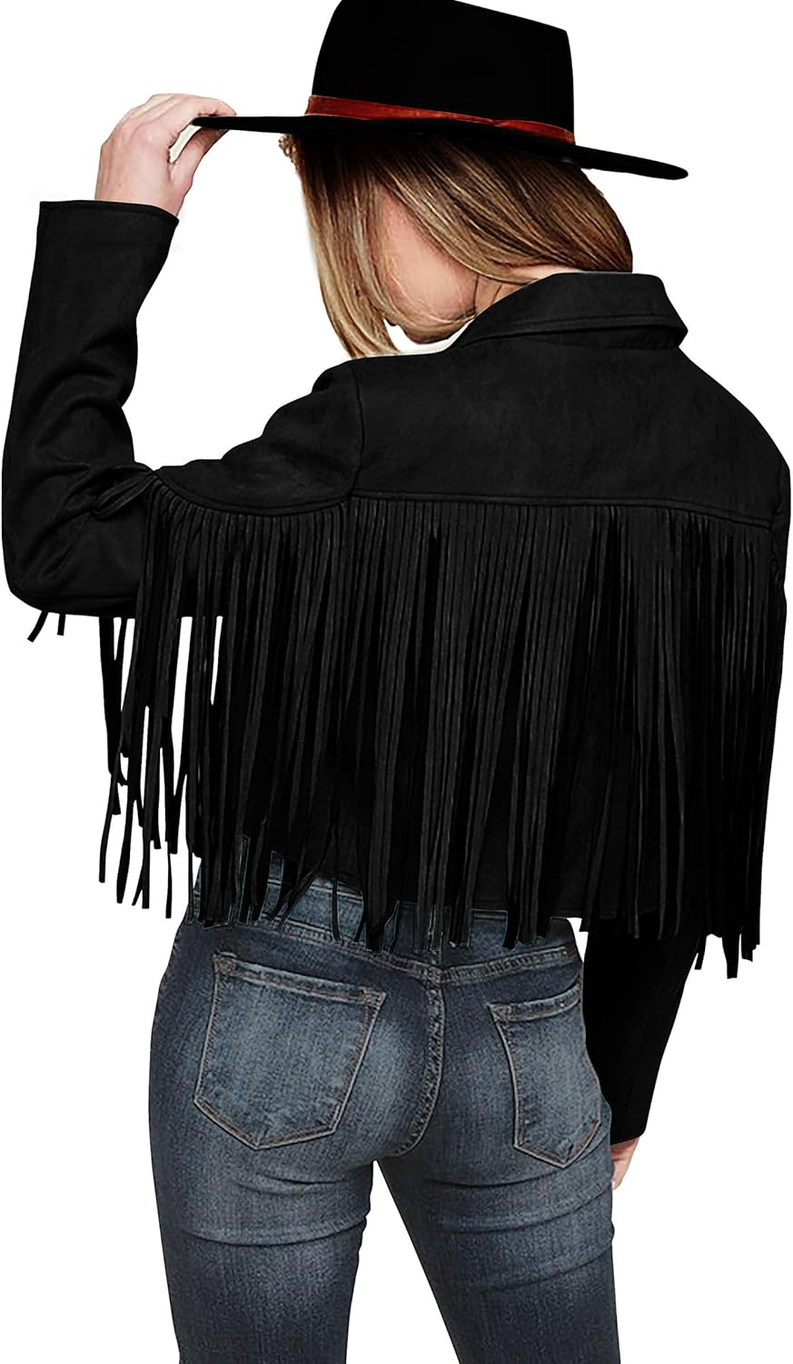 PRETTYGARDEN Women's Fringe Faux Suede Leather Jackets 2024 Fashion Tassel Motor...
