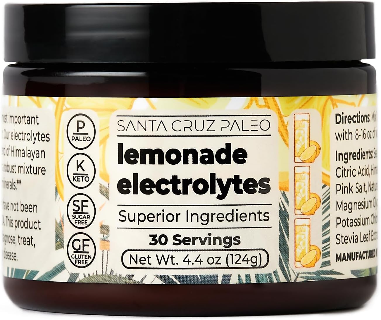 Santa Cruz Lemonade Electrolyte Powder - Himalayan Pink Salt, Sea Salt, Magnesiu...
