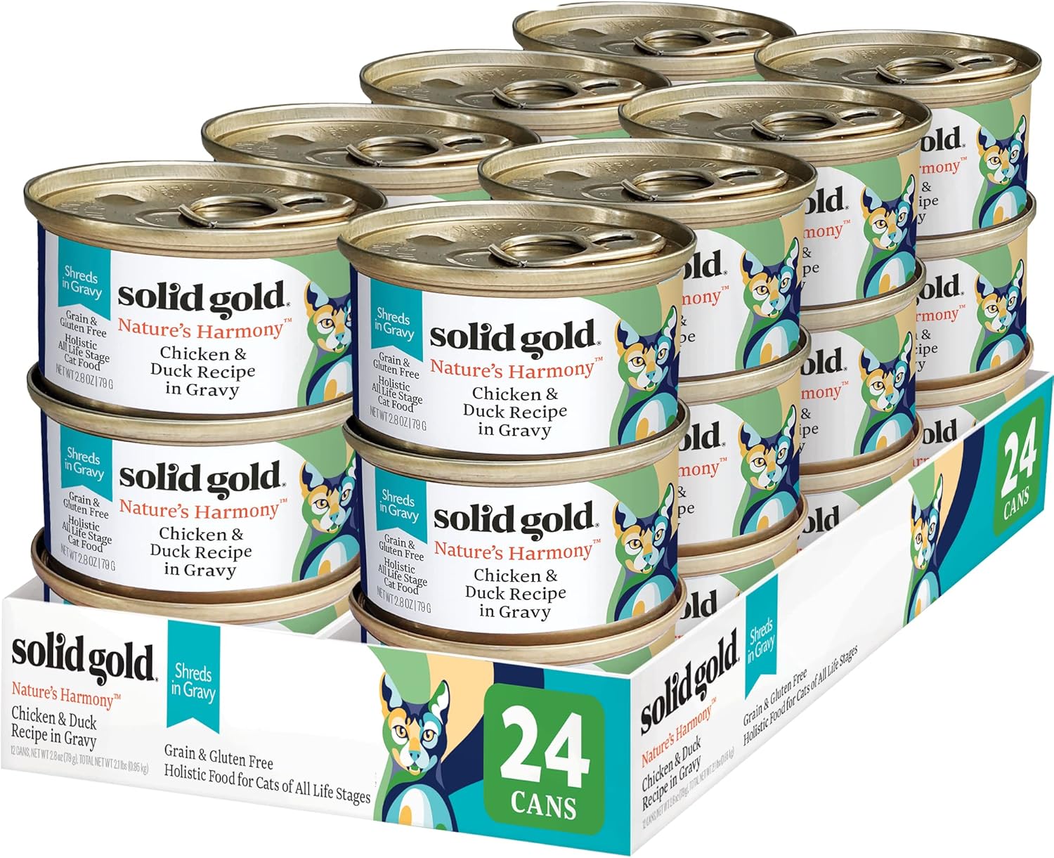 Solid Gold Canned Cat Food - Nature's Harmony Wet Cat Food Shreds in Gravy - Gra...