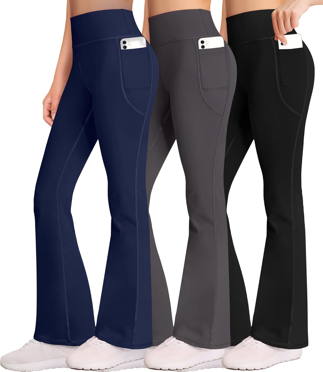 AENLLEY Girl Yoga Flare Wide Leg Tummy Control Stretchy Pants for Causal with Po...