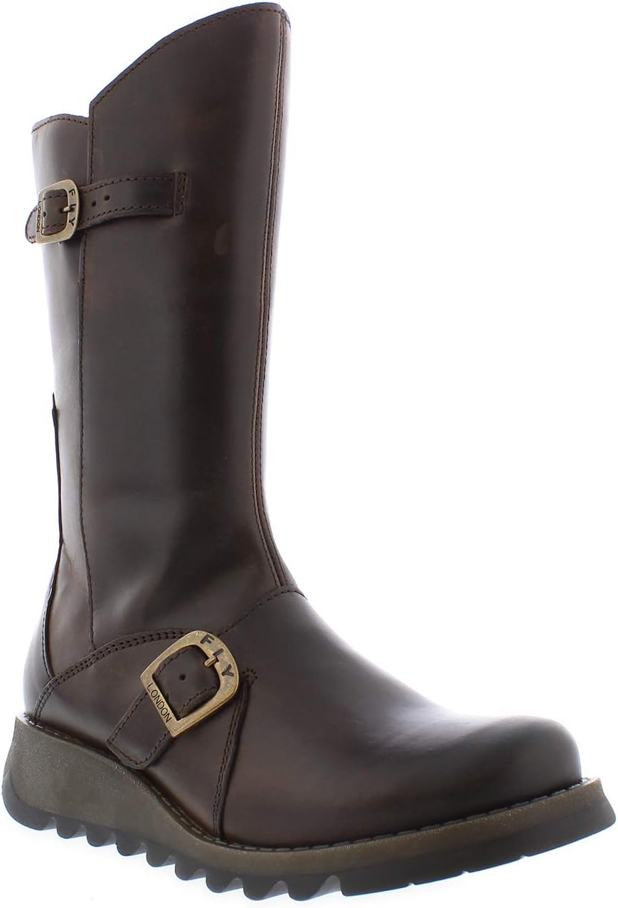Fly London Women's Mes 2 Buckle Boots 6 UK Dk Brown