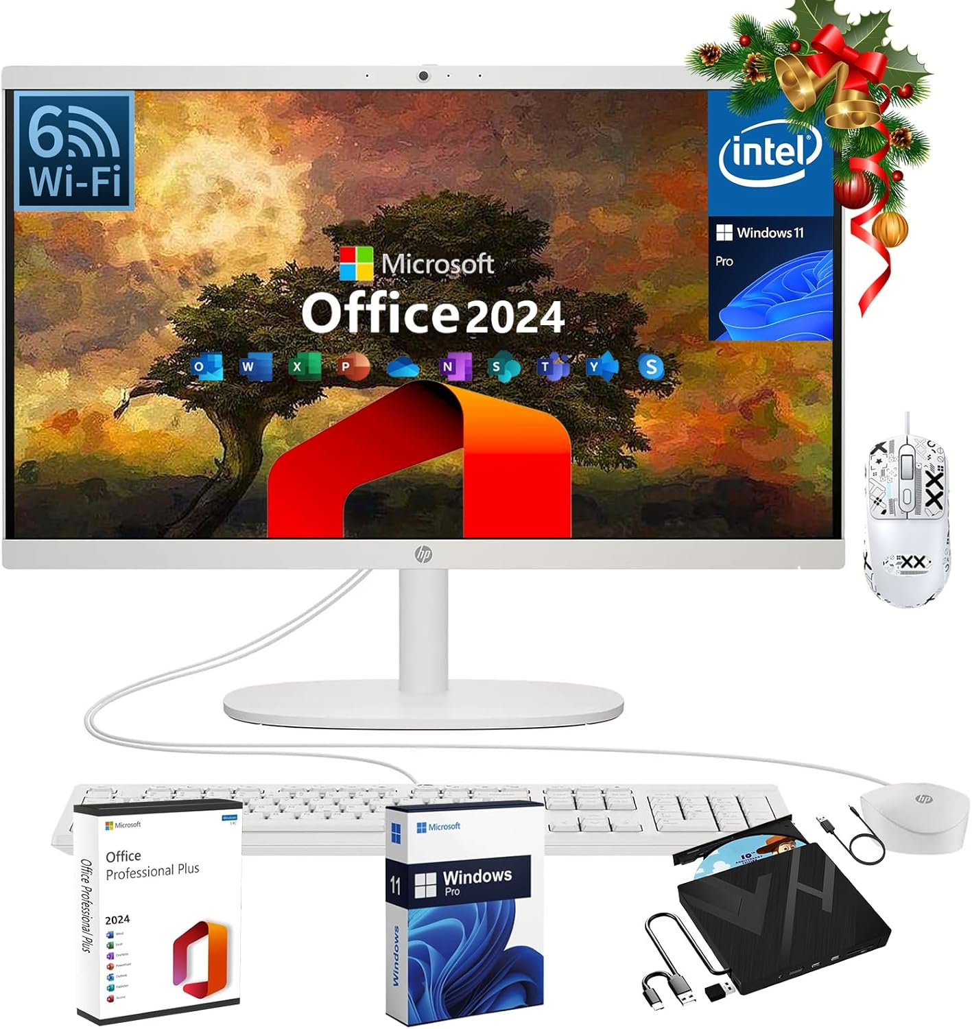 HP All-in-One Desktop Computer - with Office 2024 Lifetime & 8 in 1 CD/DVD Drive...