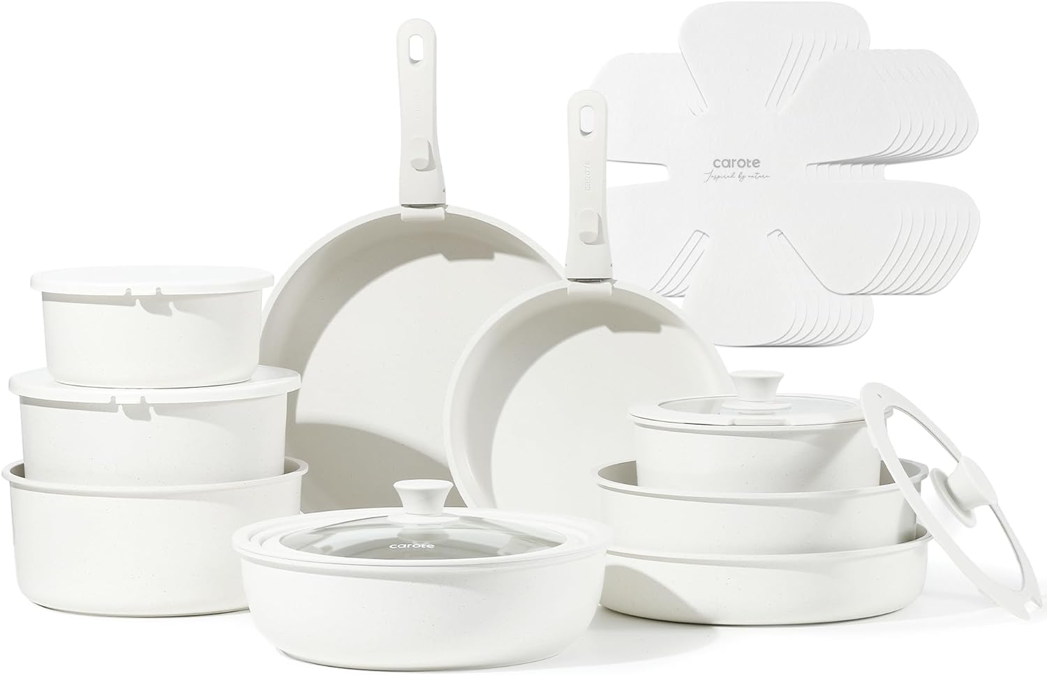 CAROTE 24pcs Detachable Handle Pots and Pan Set, Nonstick Induction Cookware, Re...