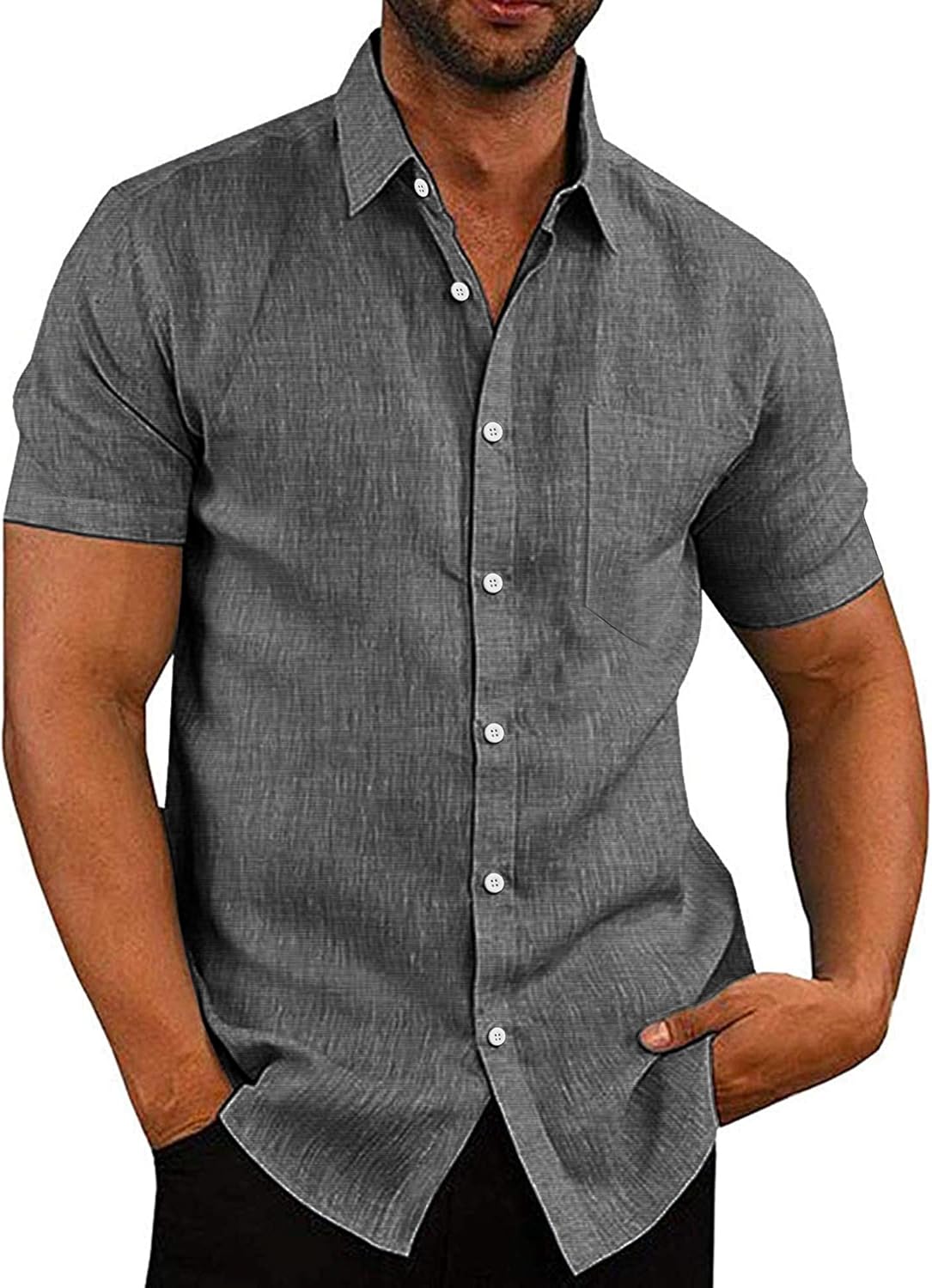 COOFANDY Men's Casual Button Down Shirts Short Sle...