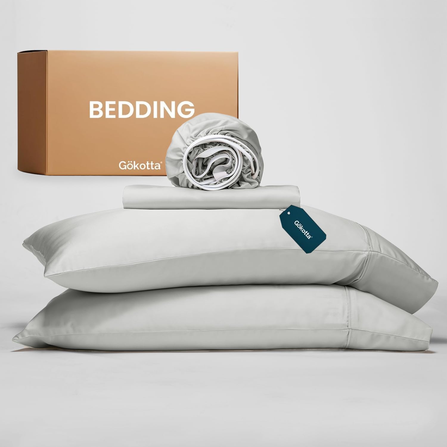 GOKOTTA King Size Bed Sheets 4 Piece Set, 100% Rayon Derived from Bamboo, Coolin...