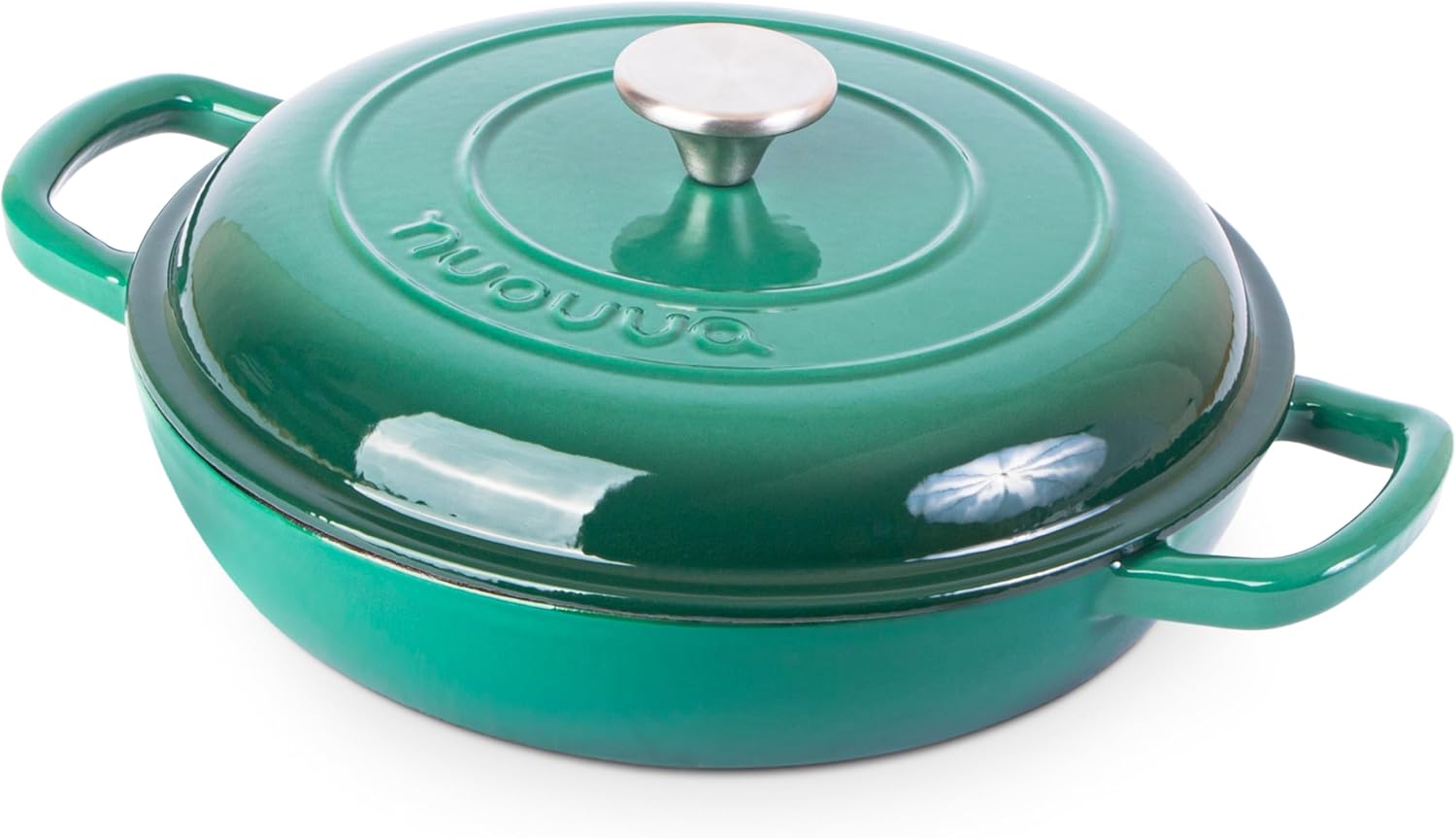 Shallow Cast Iron Casserole with Lid – Non Stick Dutch Oven Pot, Oven Safe up to...