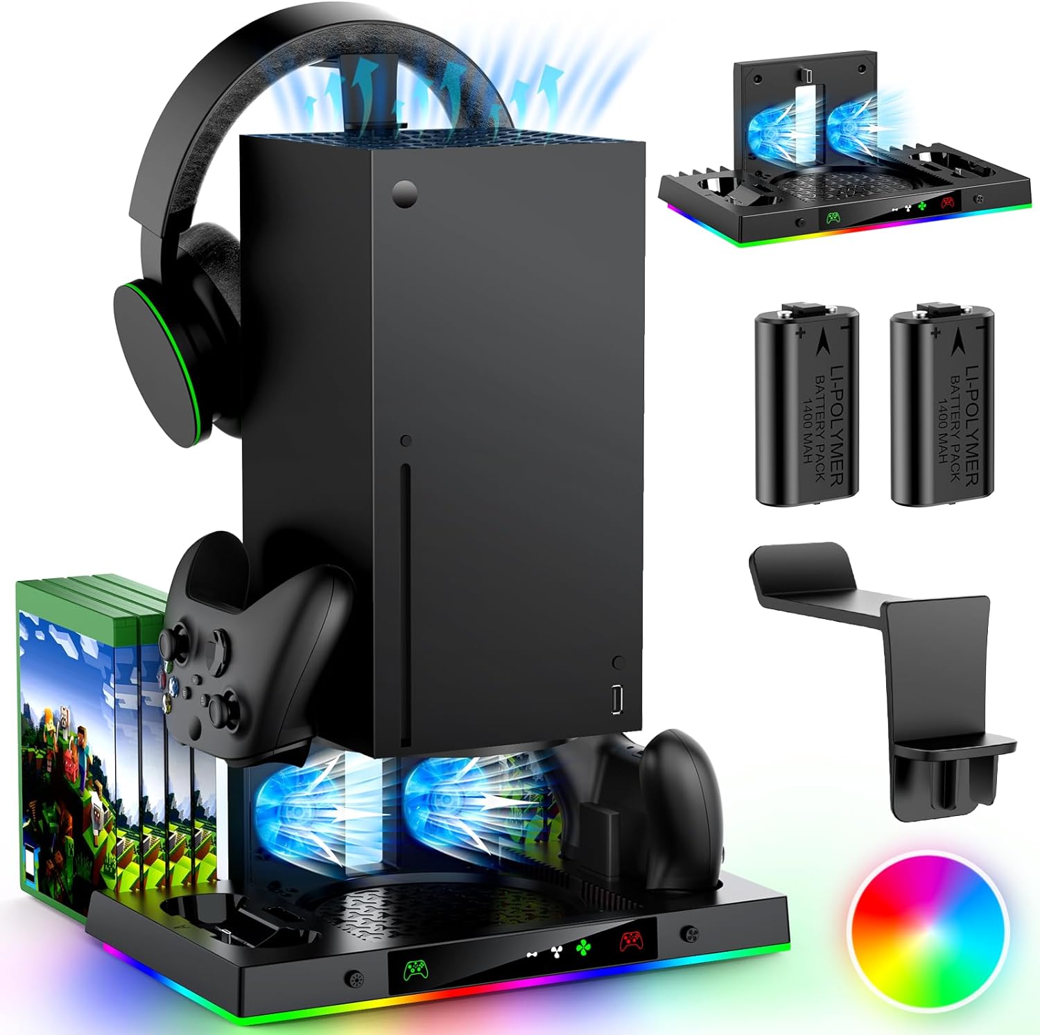 Upgrade Cooling Fan & Dual Charging Stand for Xbox Series X Console & Controller...