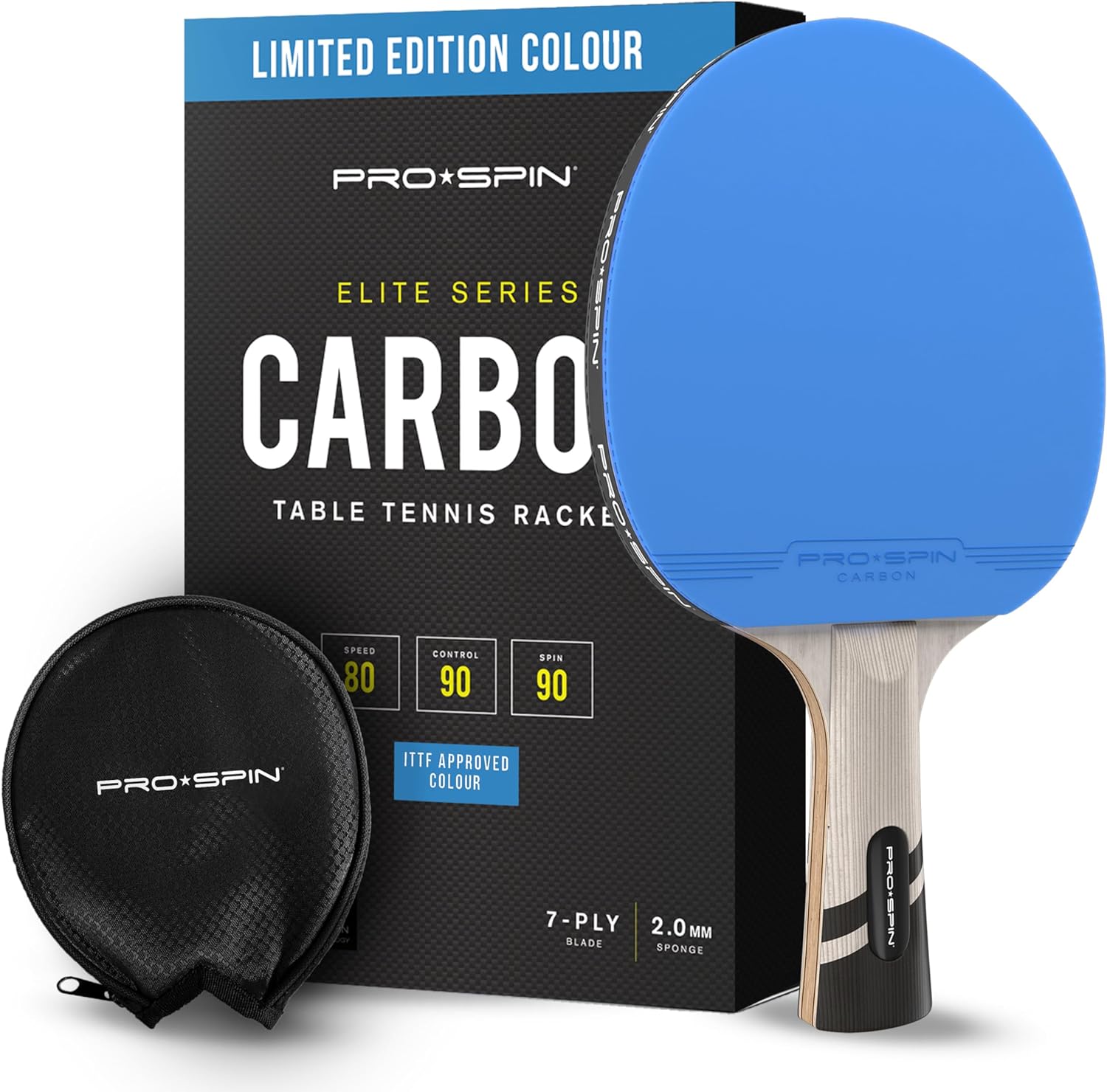 PRO SPIN Table Tennis Bats – ITTF-Approved Colours | Premium Carbon Fibre Ping P...