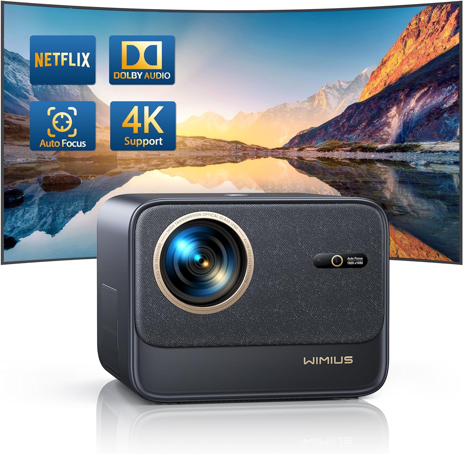 Projector【Official Netflix & Dolby Audio】26000 Lumen Auto Focus & Keystone Sma...