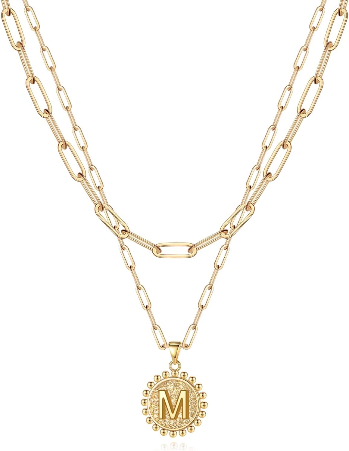 Yoosteel Gold Initial Necklaces for Women, 14K Gold Plated Dainty Layering Paper...