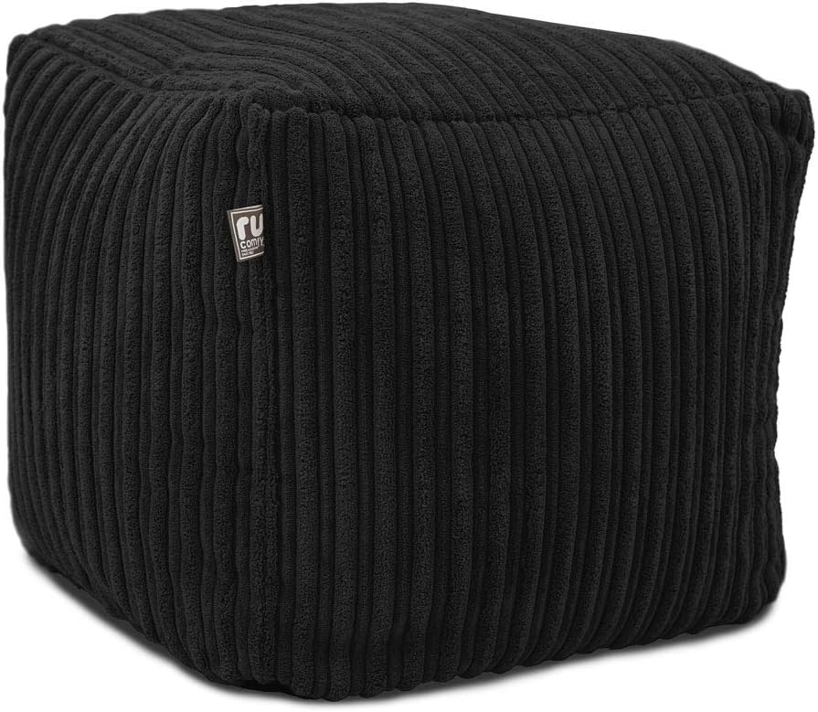 rucomfy Beanbags Corduroy Cube Footstool Bean Bag. Home Decor Accessories for Li...