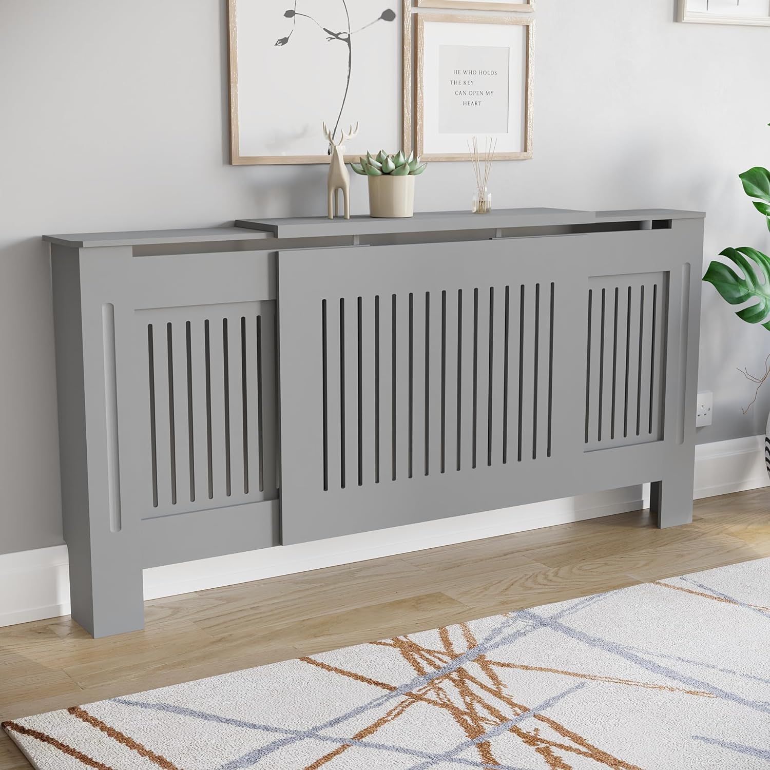 Vida Designs Chelsea Adjustable Radiator Cover Modern Slatted Grill Slats Grey (...