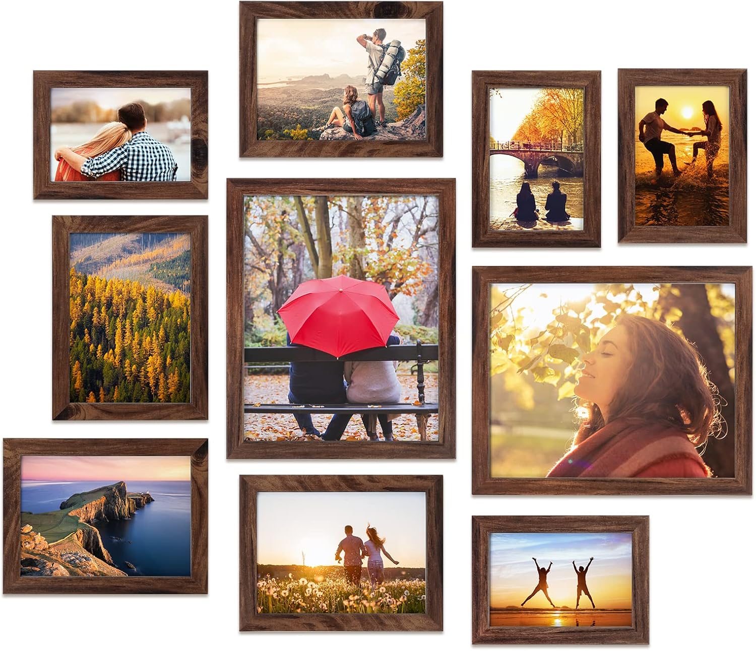 Giftgarden 10 Pcs Multi Picture Photo Frames Set for Multiple Size Photograph, T...