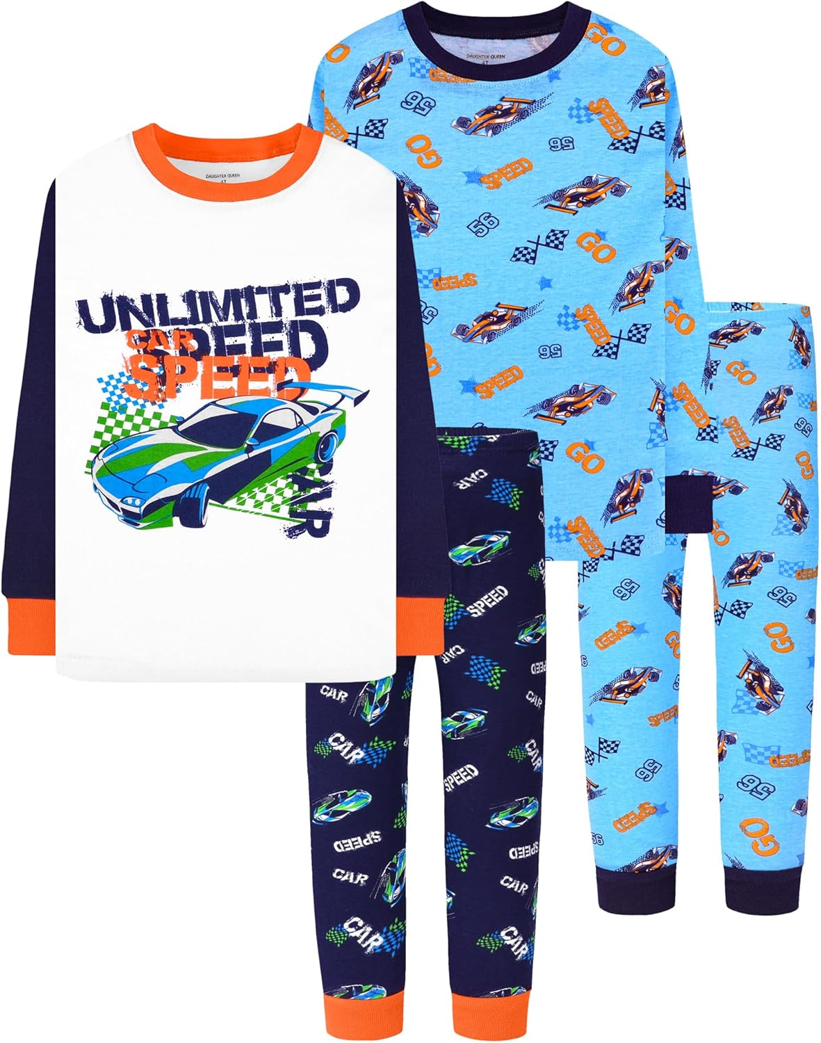 DAUGHTER QUEEN Boys Long Sleeve Pajamas Size 18Months-12Years 7 4pcs-blue/Black-...