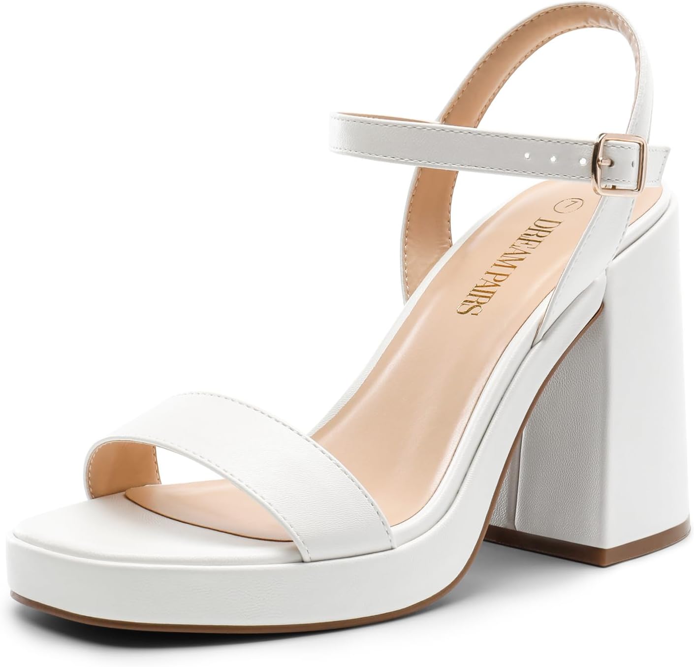 DREAM PAIRS Heels for Women Block Chunky Platform High Heels Open Toe Fashion We...