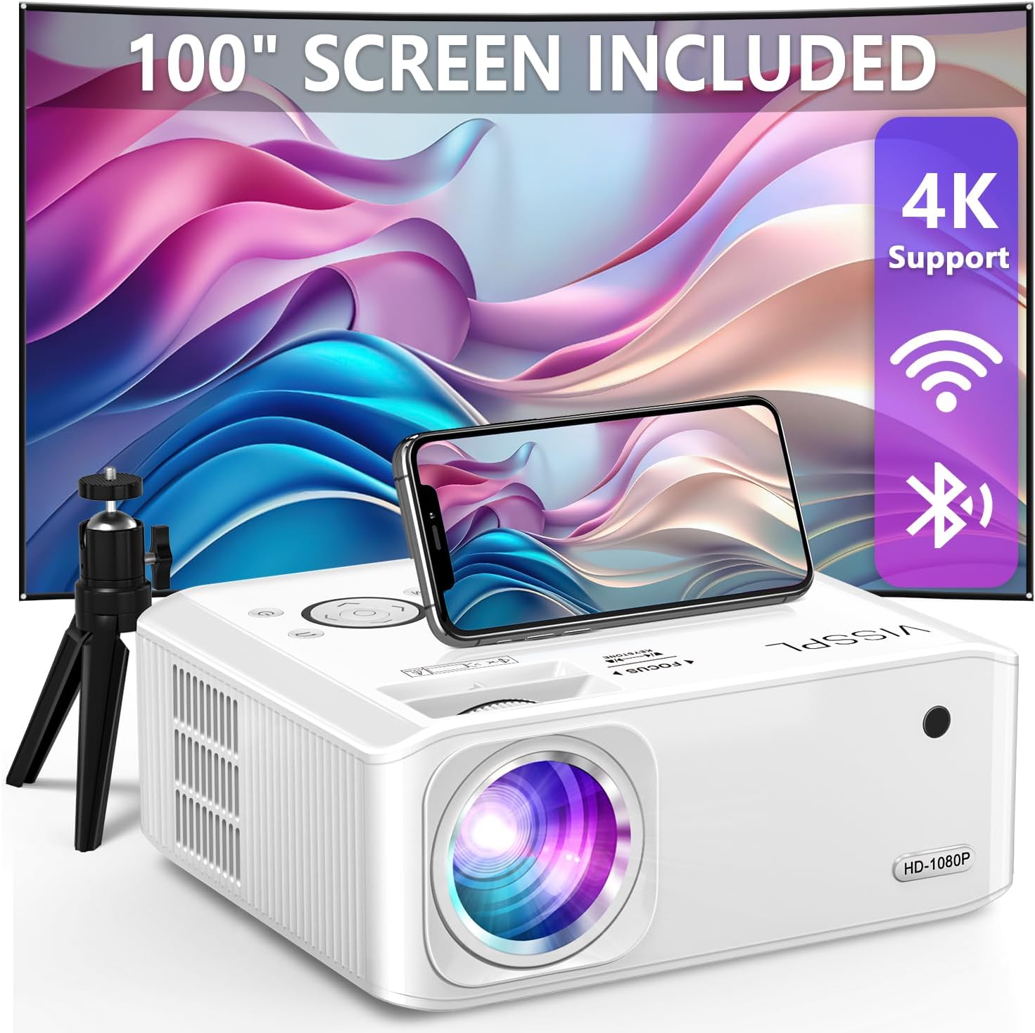 [6D/4P/4K] Projector with WiFi and Bluetooth, VISSPL 4K Supported Video Projecto...