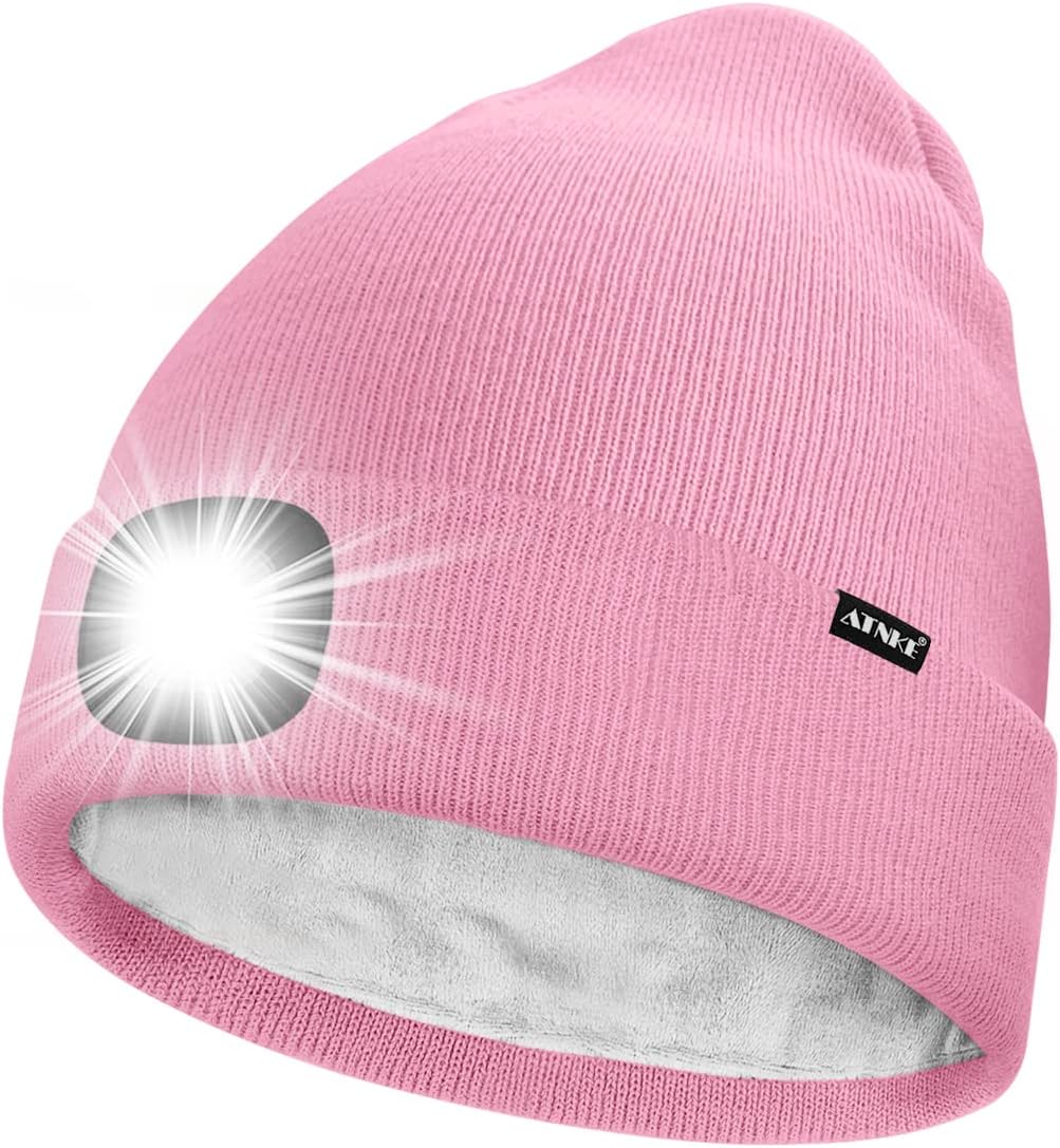 ATNKE LED Lighted Beanie Hat,USB Rechargeable 4 LED Running Headlamp Ultra Brigh...
