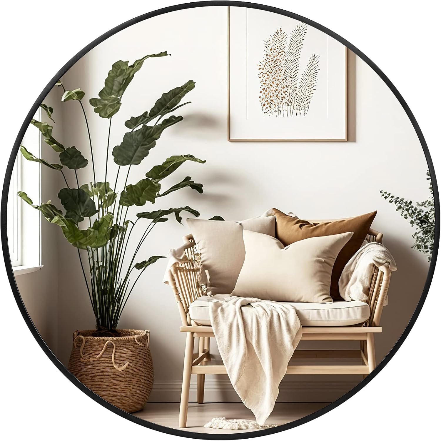 Fabuday Black Circle Mirror for Wall 20 inch - Round Mirror for Bathroom, Entryw...