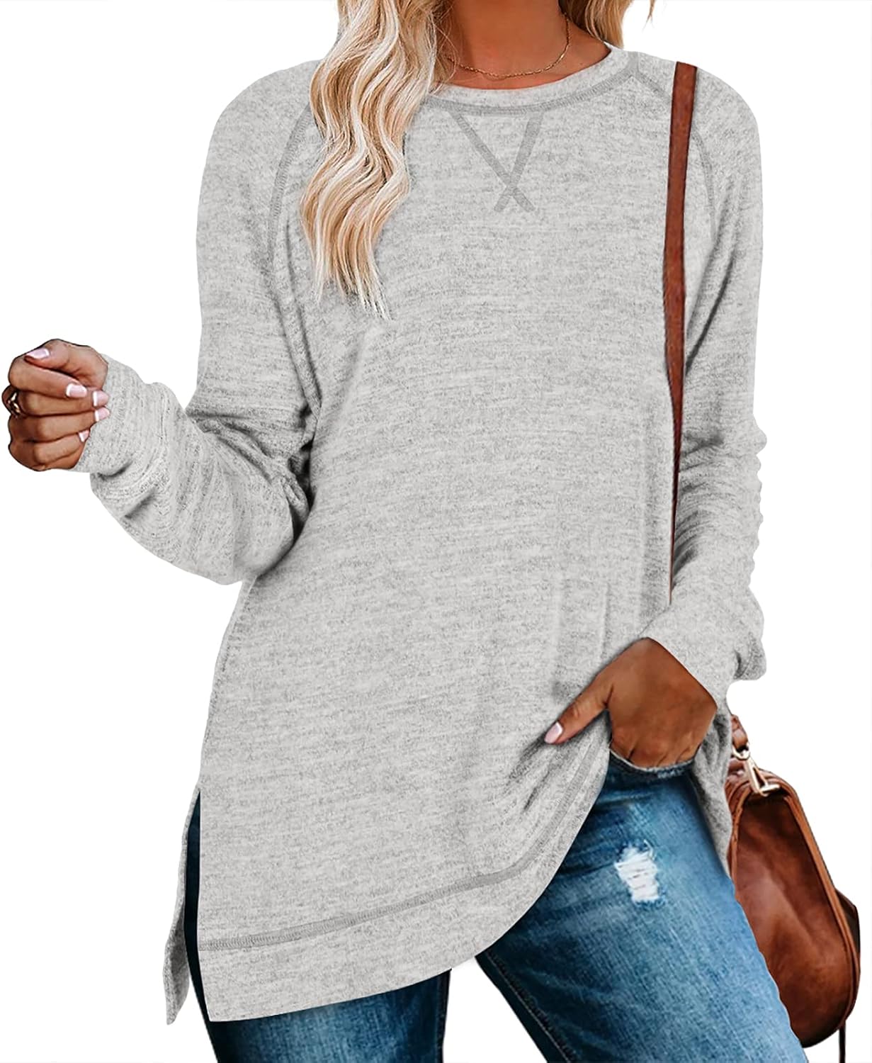 Aokosor Sweaters for Women 2024 Long Sleeve Shirts for Leggings Loose Fit Tunics...