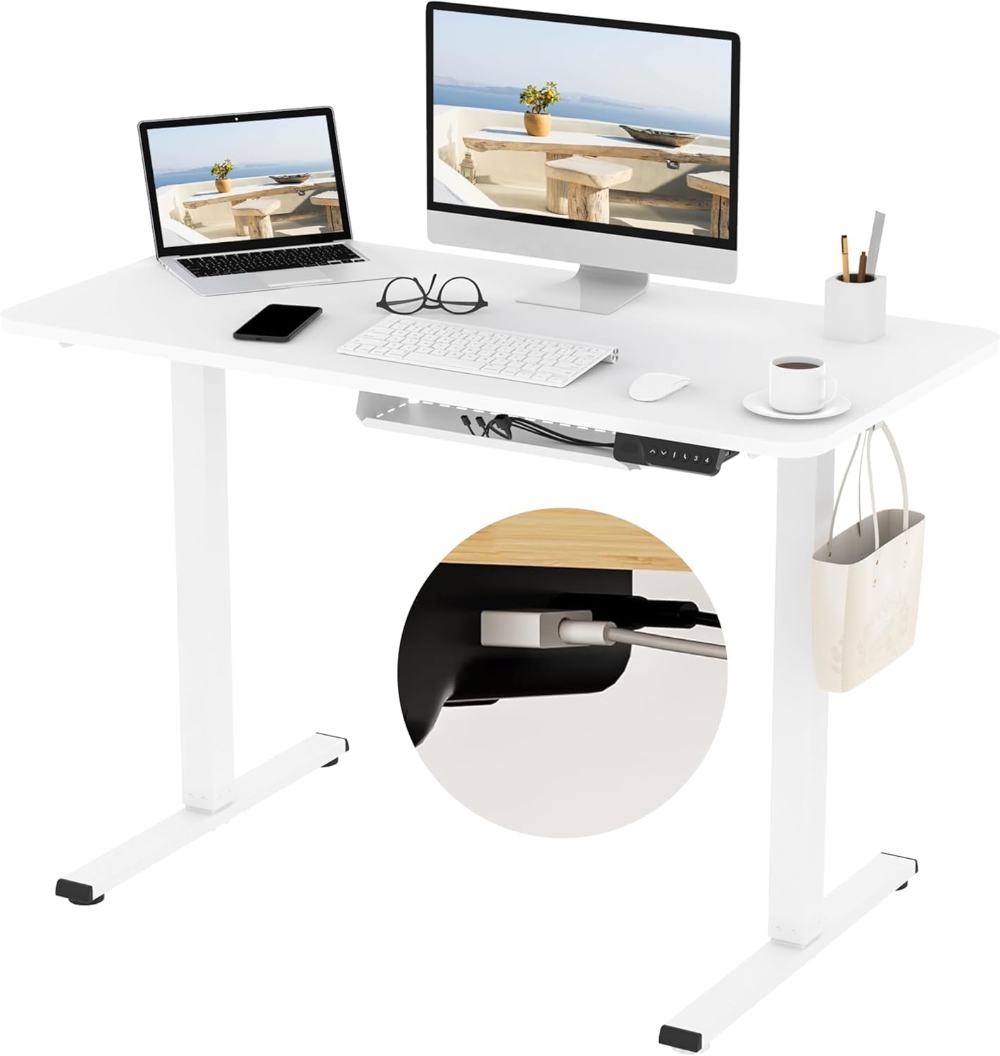 FLEXISPOT Standing Sitting Desk 100 x 60 x (73-121) cm Height Adjustable Electri...