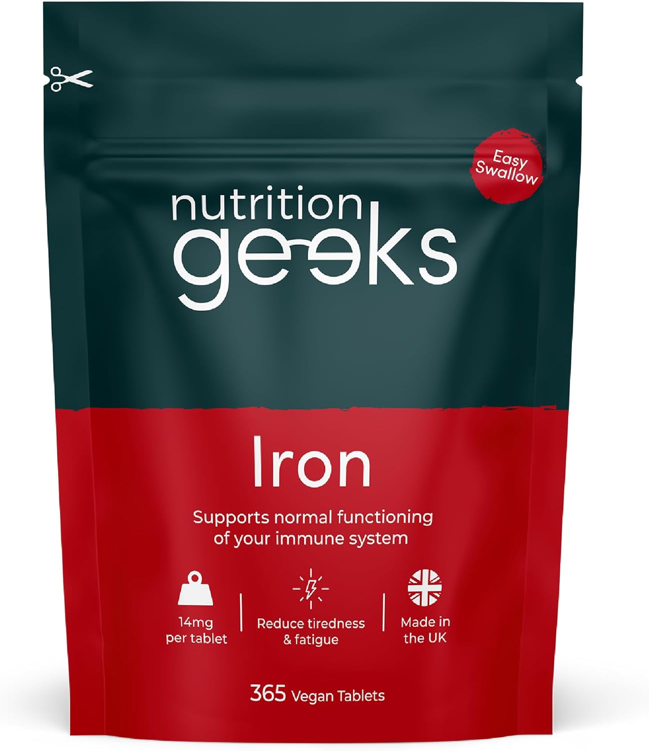 Iron Tablets High Strength 14mg - 365 Tablets, 12 Months Supply - Vegan Iron Sup...