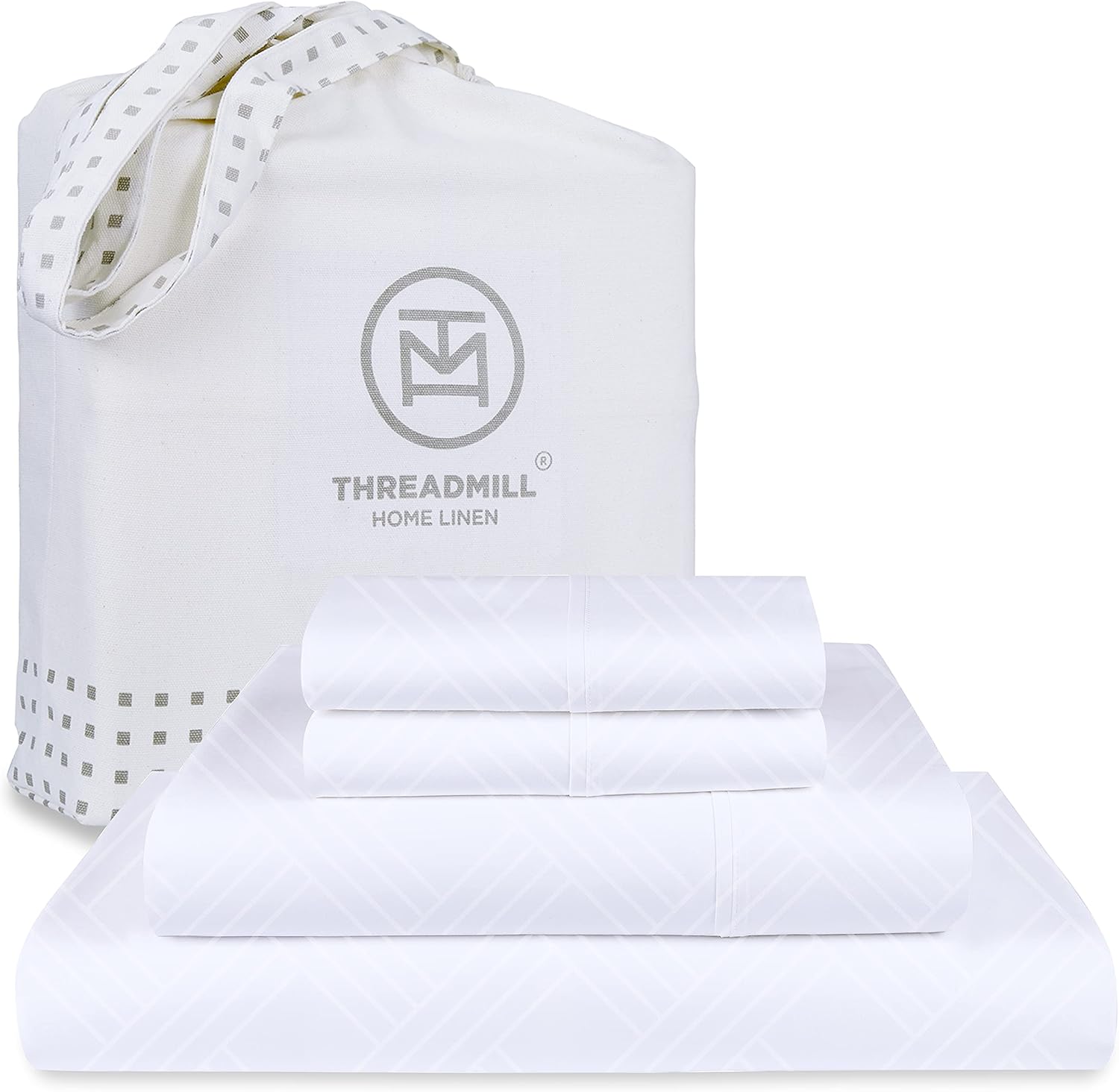 Threadmill Luxury 100% Cotton Full Bed-Sheets - 800 Thread Count Jacquard Celine...