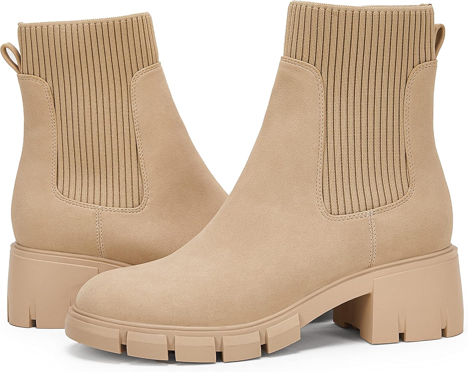 Ruanyu Womens Platform Ankle Boots Elastic Chunky Block Heel Chelsea Booties Lug...