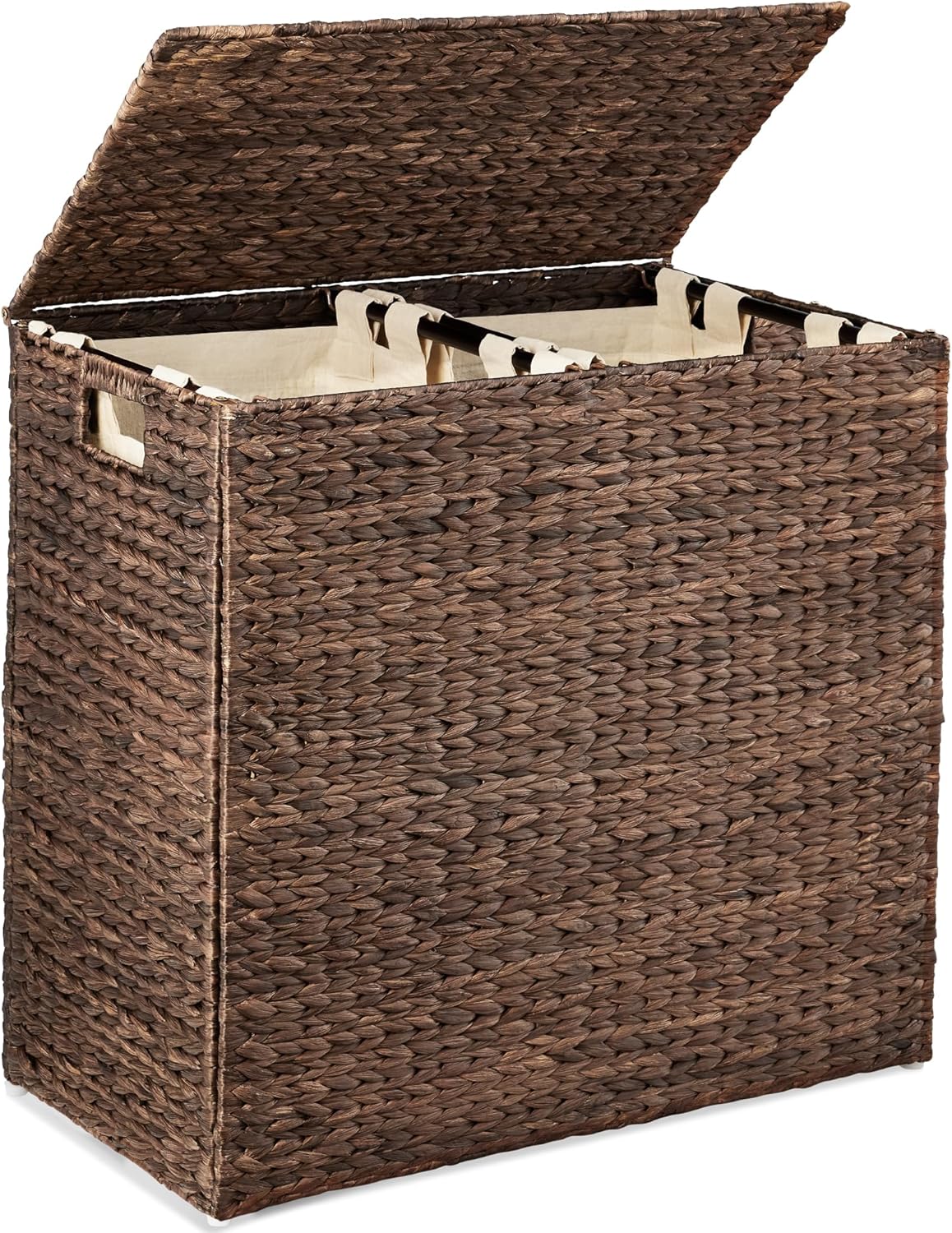 Best Choice Products Large Double Laundry Hamper with Lid, Natural Handwoven Wat...