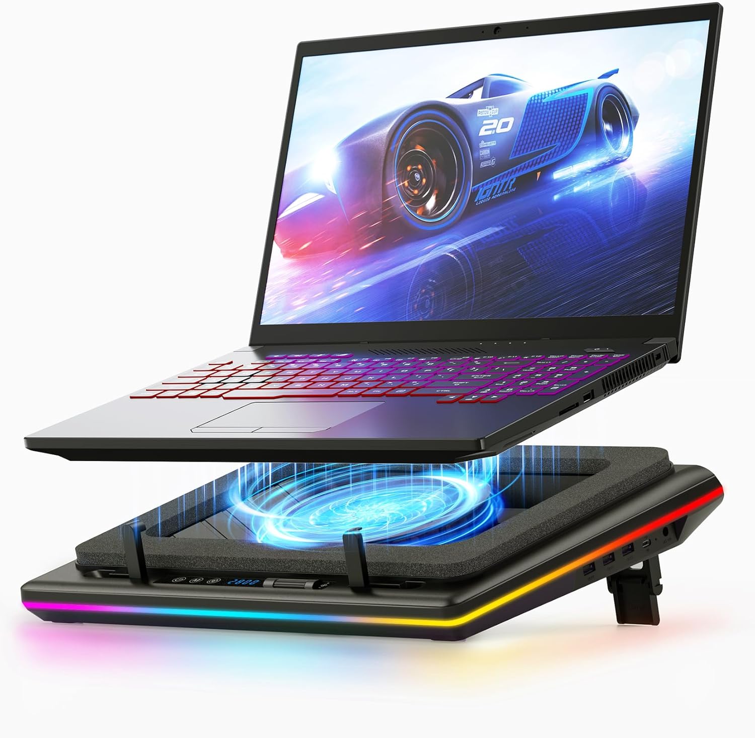 llano RGB Laptop Cooling Pad, Gaming Laptop Cooler with Powerful Turbofan, Fast...