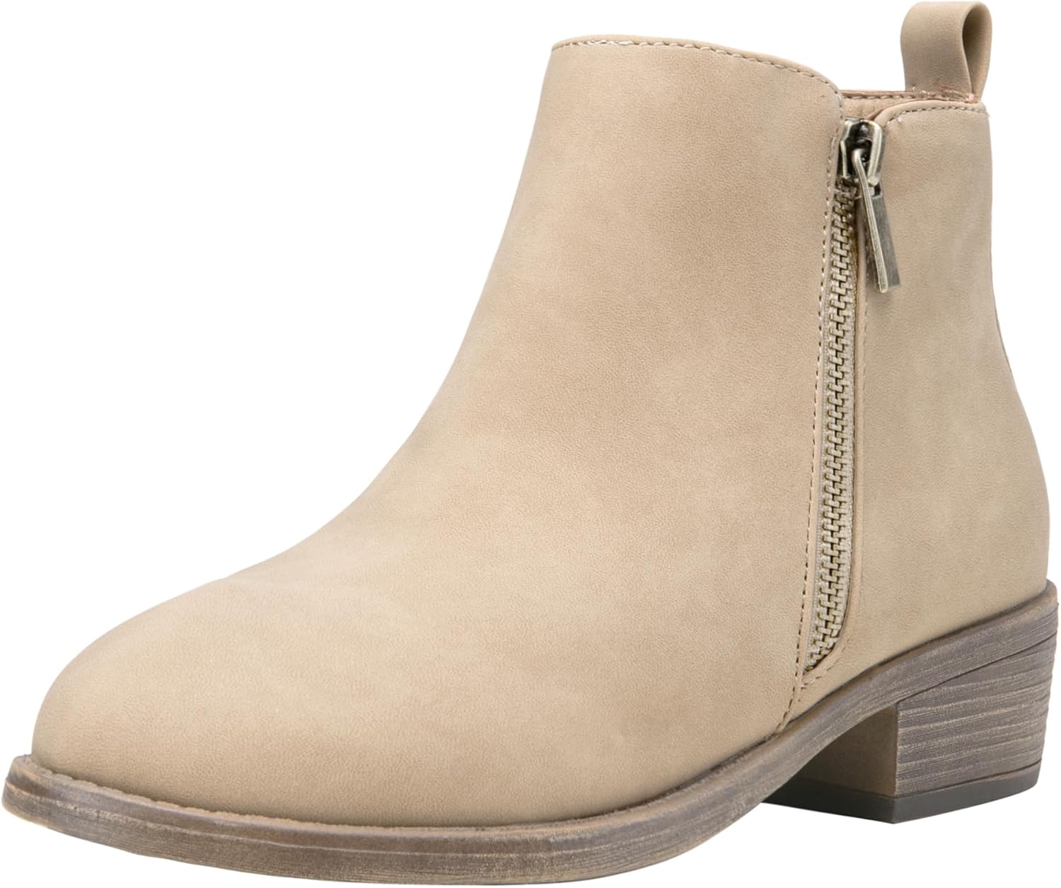 Jeossy Women's Ankle Boots Thick Heel Low Heeled Booties for Women 9 Tan Nubuck-...